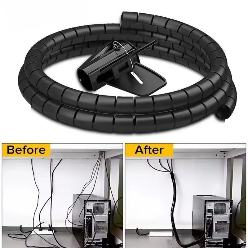 Tools Youtube - 2M/1M Flexibele spiraalkabelbescherming, kabelorganizer, computerkabelbeschermende buis,