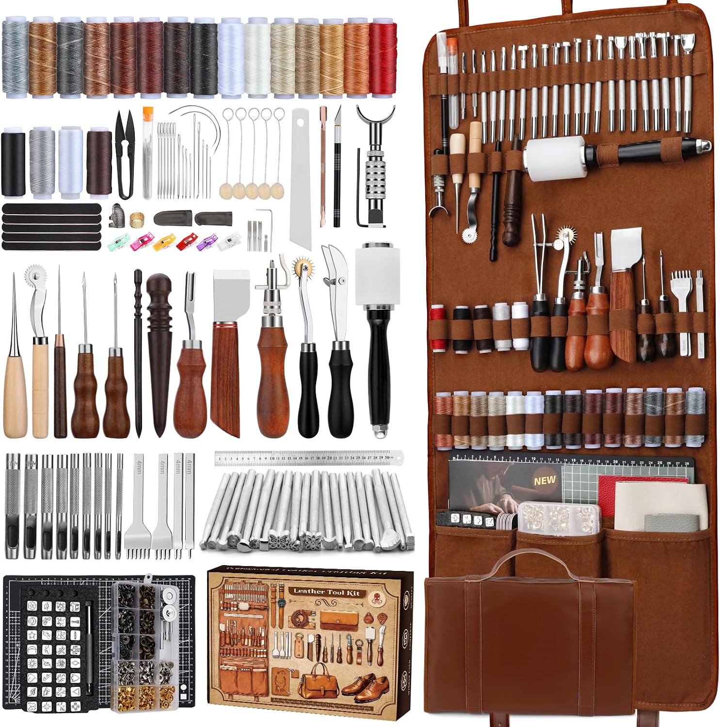 Tool Bag - Lederbewerkingsset, lederbewerkingsgereedschap en knutselset met op